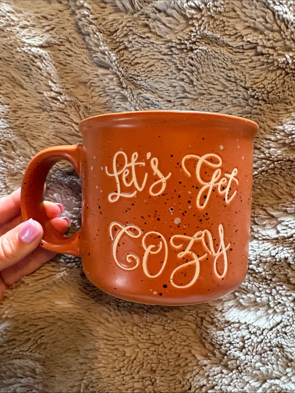 Let's Get Cozy Rust Ceramic Mug